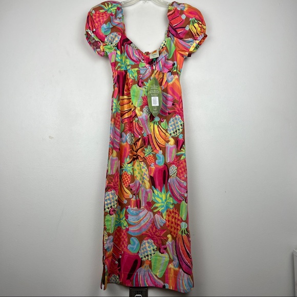 FARM Rio Fruit Salad Cotton Puff Sleeve Dress - Picture 3 of 7